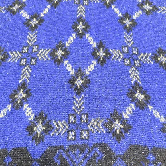 Vintage Benetton Italy Blue Nordic Mohair Blend Mockneck Sweater, Size L - Picture 3 of 9